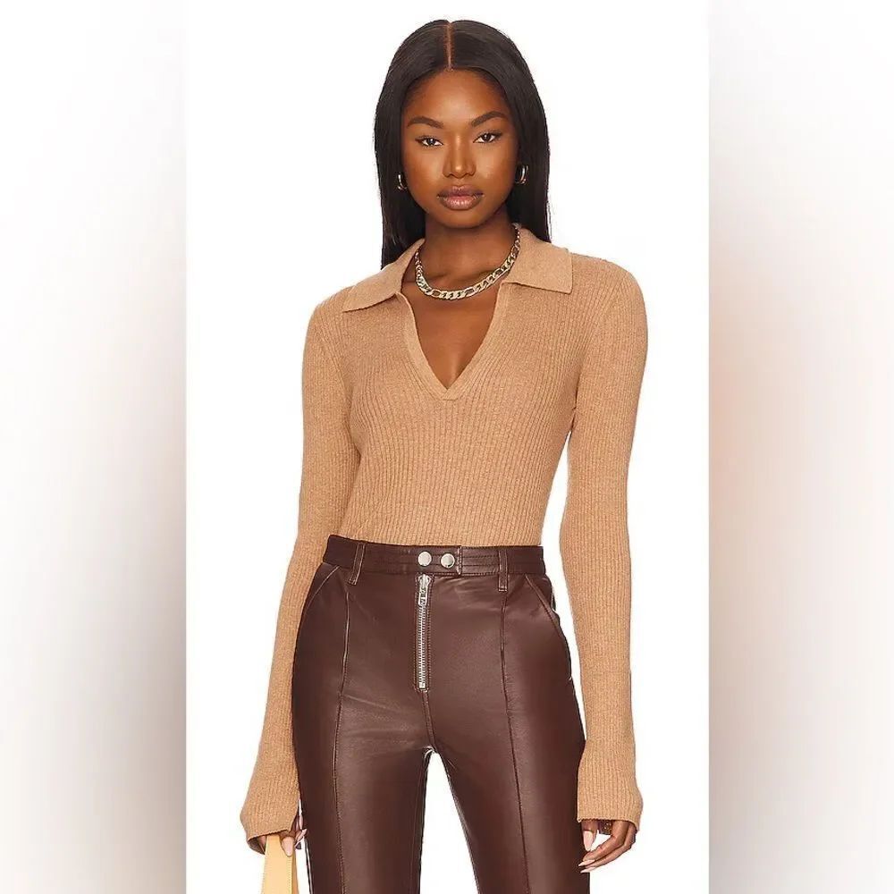 PAIGE Catarina slim polo silk cotton long sleeve sweater